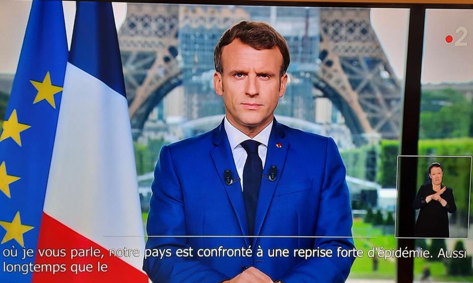 Le Président Emmanuel Macron, le 12 juillet à la télévision. ©RCF Haute-Savoie