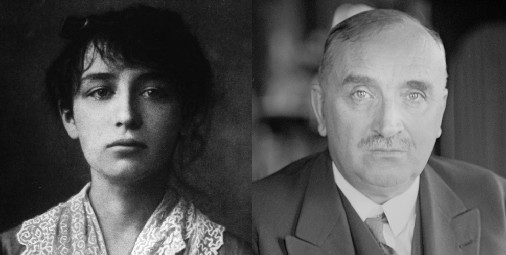 Paul Claudel en 1927 ; Camille Claudel à 20 ans ©Wikimédia commons