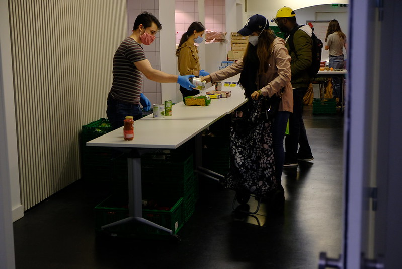 Une distribution alimentaire à Strasbourg.