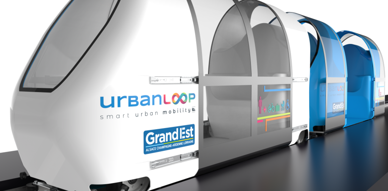 La capsule Urbanloop, blanche et bleue. ©DR
