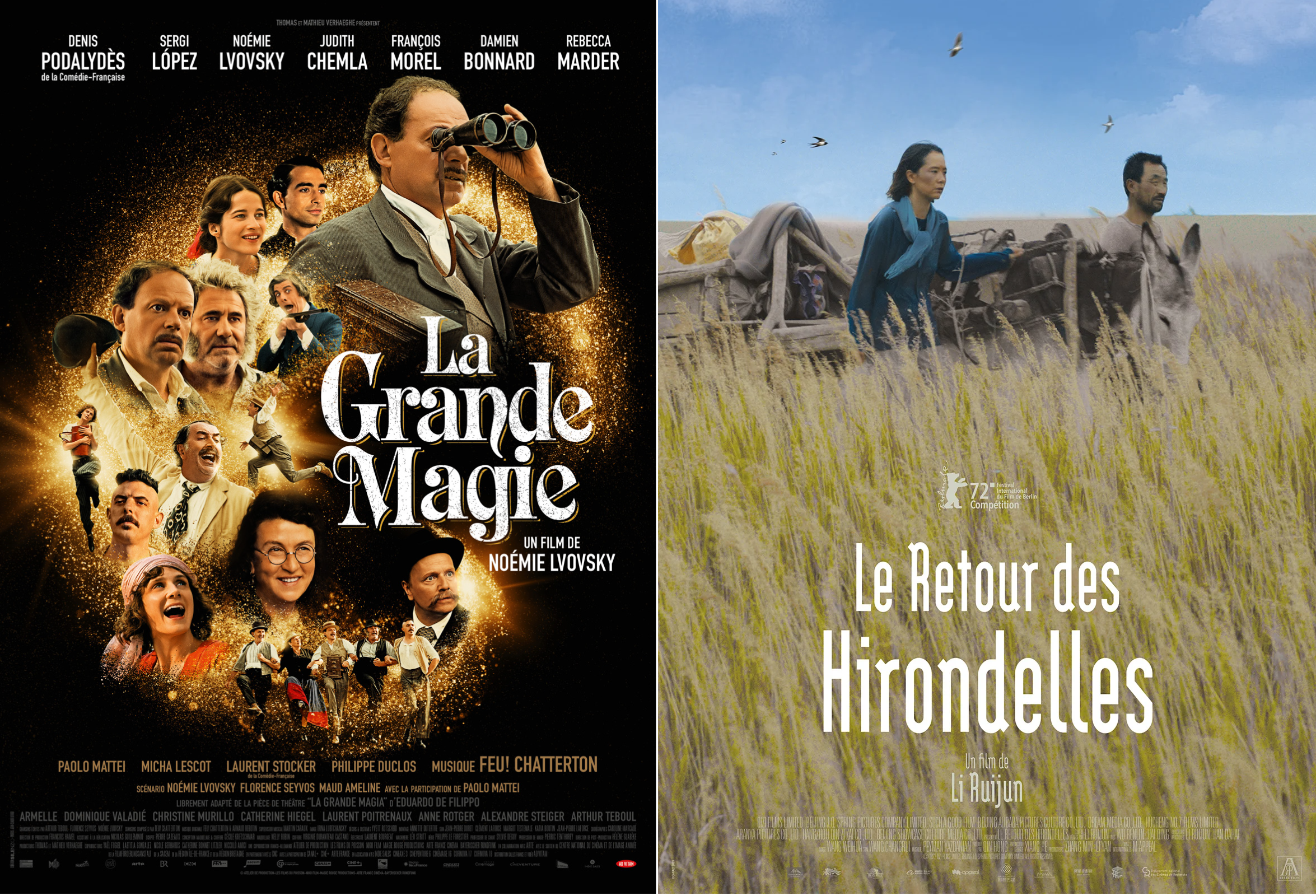 Affiche de “La grande magie” de Noémie Lvovsky et “Le retour des hirondelles” de Li Rui-Jin