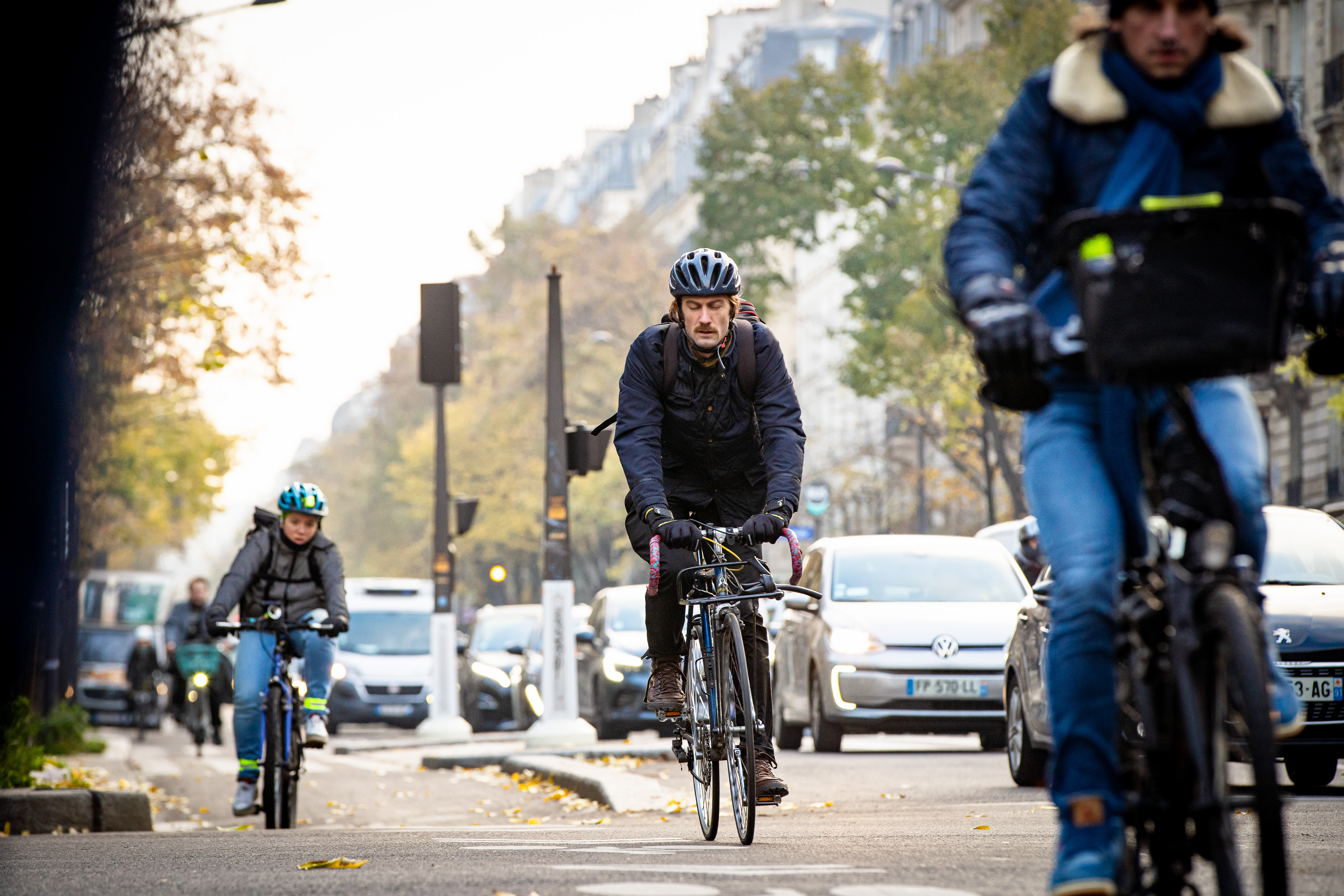 Piste cyclable à Paris © Amaury Cornu / Hans Lucas