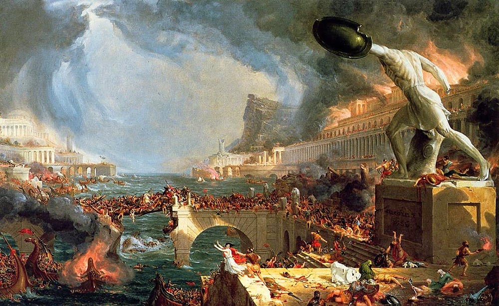 Thomas Cole, Le Destin des empires. La Destruction, 1836, huile sur toile. New York, collection de la New York Historical Society