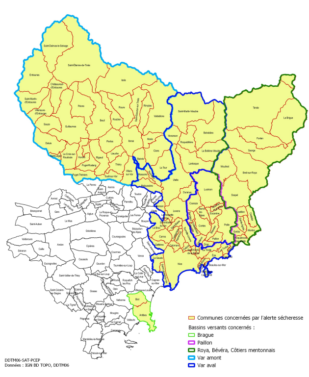 La carte des communes concernées par la sécheresse - RCF