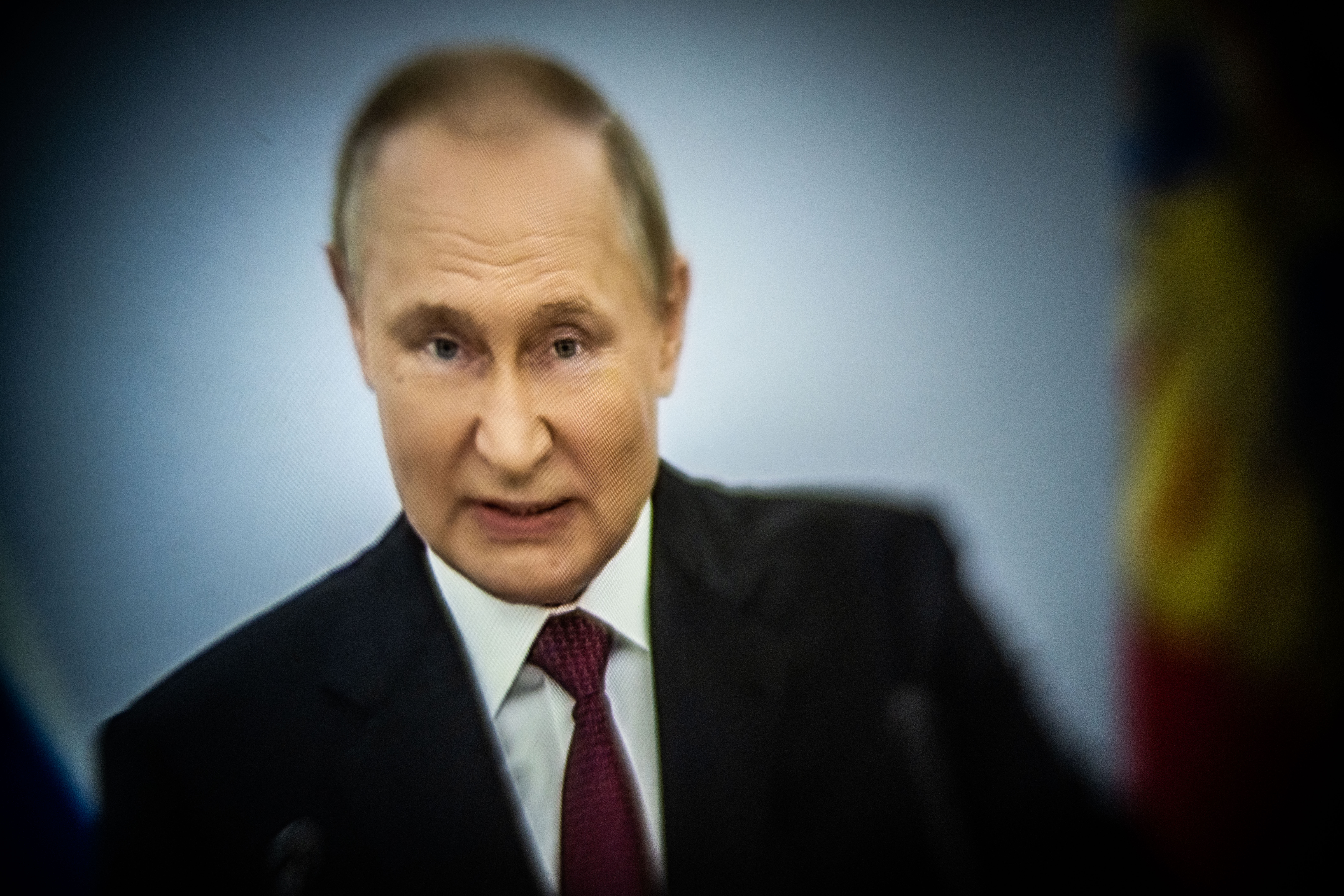 Vladimir Poutine lors d'un discours en septembre dernier. / Photograph by Xose Bouzas / Hans Lucas.