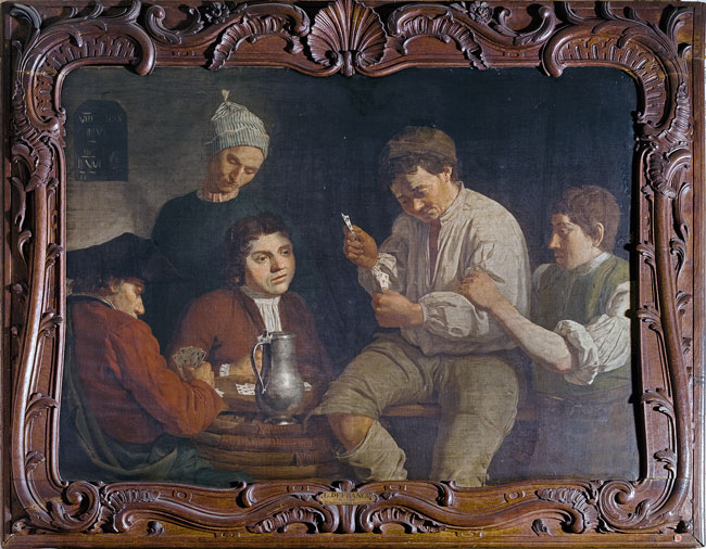 Léonard Defrance, Joueurs de cartes, toile, 85,5 x 120,5 cm, Liège, Musée d’Ansembourg, dépôt du Musée des Beaux-Arts. © IRPA-KIK, Bruxelles.