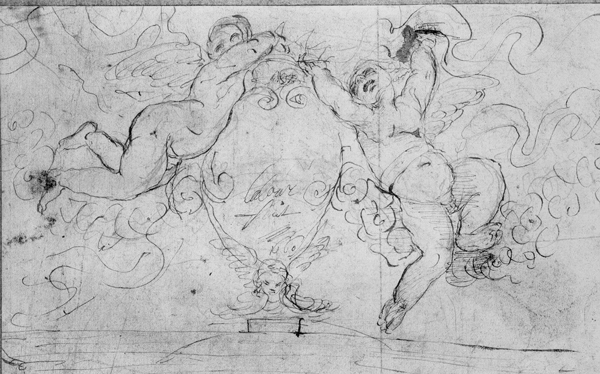 Jean Del Cour d’après Alessandro Algardi, Putti, dessin, 16 x 25 cm, Liège, Cabinet des Estampes. © IRPA-KIK, Bruxelles.