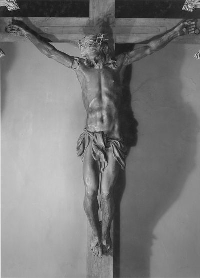 Jean Del Cour, Christ en croix, bronze, h. 170 cm, Liège, cathédrale  Saint-Paul. © IRPA-KIK, Bruxelles.