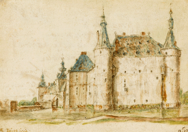 Gilles Neyts, Château de Jehay, dessin, 13,3 x 19,1 cm, localisation actuelle inconnue. Cliché Galerie Stephen Ongpin Fine Art.