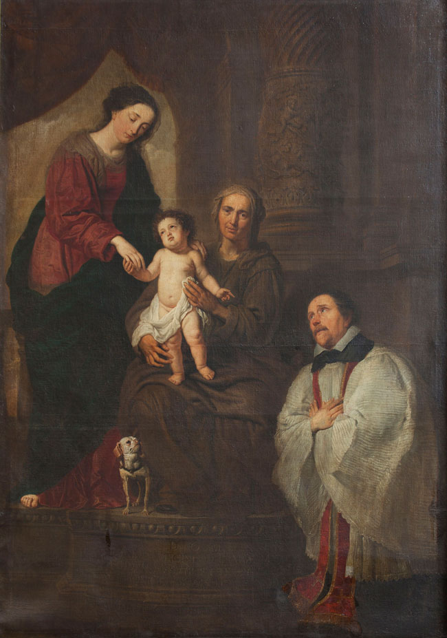 Érasme Quellin, Gilles Masuyr vénérant la Vierge, l'Enfant et sainte Anne, toile, 247 x 175 cm, Liège, église Sainte-Véronique. © IRPA-KIK, Bruxelles.