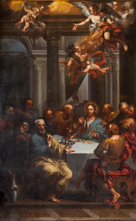 Théodore-Edmond Plumier, Dernière Cène, toile, 248 x 142 cm, Liège, église Saint-Barthélemy. © IRPA-KIK, Bruxelles.