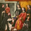 Anne de Bretagne recevant d'Antoine Dufour un manuscrit à l'éloge des femmes célèbres. Miniature attribuée à Jean Perréal, vers 1508 ©Wikimédia commons