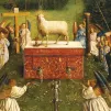 L’Adoration de l’Agneau mystique (détail), Van Eyck, 1432, Gand, cathédrale Saint-Bavon.