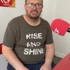 Rodrigue dans le studio, après l'enregistrement 