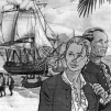 Jeanne Barret et Commerson / . Illustration Marc Bourgne / Cols bleus