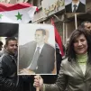 11 janvier 2012, Damas, Syrie. Manifestants en faveur de Bachar el-Assad dans la vieille ville de Damas pendant la guerre civile.  ©Hans Lucas