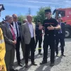 Le préfet Etienne Guyot au centre avec à ses côtés le président du département Jean-Luc Gleyze et Marc Vermeulen le chef de corps du service départemental d'incendie et de secours de la Gironde, ©ClementGuerre pour RCF Bordeaux.