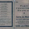 Carte du Parti communiste français, "Parti des fusillés", pour l'année 1944 ©Wikimédia commons