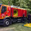 Un camion-citerne forestier dans le camp d'entraînement des sapeurs-pompiers du Rhône, dans la forêt de Chamelet, dans le nord du département du Rhône, le 30 mai 2023 ©Benoît Lhotte / RCF Lyon