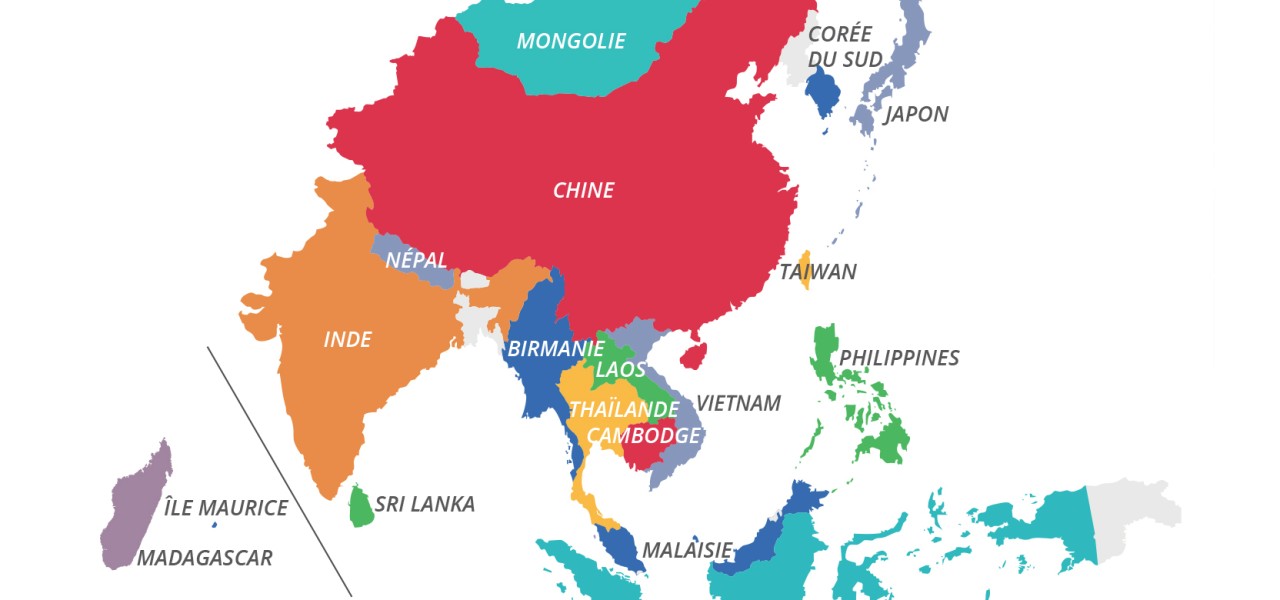 carte de l'Asie et de l'océan Indien des MEP
