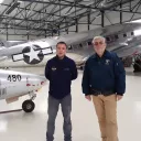 2020 - RCF Jura - Kevin Moroy et Yves Moiroud dans le hangar d'Aéropassion dédié à l'aviation historique