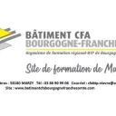 Titre Apprentissage Mode D'Emploi sur fond bleu de rubrique Économie avec logo de Bâtiment CFA Borgogne centré en bas sur fond blanc