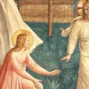 Fra Angelico. Fresques de San Marco. Noli me tangere (1440-41)  Fresque, 166 × 125 cm, Couvent San Marco, Florence.