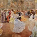 Scène de bal à la Hofbug en présence de l'empereur François-Joseph (aquarelle, Wilhelm Gause, détail, 1900, musée historique, Vienne) 