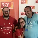 Jordan Nicoletti, Marie Dal Zotto et Grégoire Colas dans le studio de RCF Isère