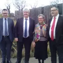 Pierre Breteau, Yves Bleunven, Armelle Bothorel et Dominique Cap, bureau de l'association des maires de Bretagne