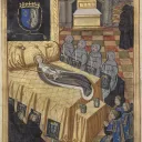 Exposition du corps d'Anne de Bretagne dans la grande salle du château de Blois, par le Maître des Entrées parisiennes © Wikimédia commons