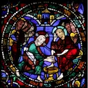 Jésus lavant les pierre de l'apôtre Pierre (vitrail de la cathédrale de Chartres)