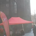 Le studio RCF entre la Cathédrale de Clermont et la place de la Victoire