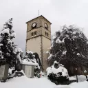 Clocher de Samoëns sous la neige ©RCF Haute-Savoie 2021