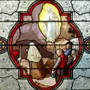 "Je suis l'Immaculée Conception", vitrail de la Basilique de Lourdes © Wikipedia