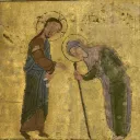 «  Et voici qu'il y avait là une femme ayant, depuis dix-huit ans, un esprit qui la rendait infirme ; elle était toute courbée et ne pouvait absolument pas se redresser Évangéliaire copte-arabe, 1250. » Luc 13.