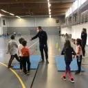Séance d'entraînement à la Halle des sports de Pérignat pour les jeunes de l'ASM athlétisme