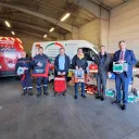 De gauche à droite : Capitaine Jean Pestre, président de l'Union départementale des Sapeurs-Pompiers de Haute-Loire ; le colonel Christophe Glasian, directeur du Sdis 43 ; Bernard Souvignet, président de l'AMF 43 ; Marie-Agnès Petit, présidente du département de Haute-Loire ; Eric Etienne, préfet de Haute-Loire et Olivier Cigolotti, sénateur de Haute-Loire