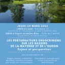 Affiche de la conférence les perturbateurs endocriniens sur les bassins de la Mayenne et de l'Oudon