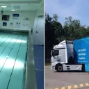 La remorque transportant la piscine portable @ Facebook AQWA Itineris France