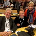Mgr Ulrich, Benjamin Florin et Brigitte Freyss lors d'une des assemblées à Lourdes  © Diocèse de Lille