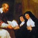François de Sales remet le Traité sur l'amour de Dieu aux sœurs de l'Ordre de la Visitation ©Wikimédia commons