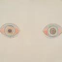 August Natterer, Meine Augen zur Zeit der Erscheinungen (Mes yeux au moment des  apparitions), avant 1921. Crayon et encres sur papier ; 16,4 x 20,8 cm. Heidelberg, Collection  Prinzhorn. N° inv. 166. © DR. Photo  © Prinzhorn Collection, University Hospital Heidelberg