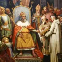 Charlemagne conseillé par Alcuin, poète et fondateur de l'école palatine