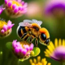 abeilles butinant des fleurs en foret au printemps