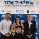 Déborah Jost vient de recevoir le prix de l'innovation et du développement industriel lors des trophées de l'économie de la CCI de Haute-Loire. ©CCI Haute-Loire