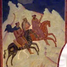 Mages suivant l'Etoile, œuvre de Dionysius, v. 1502-1503, copie de la fresque de la cathédrale de la Nativité de la Vierge, cloître de Ferapont, icône de la collection Andrej Rubljow, Moscou, Russie ©Harald OPPITZ/KNA-Bild/CIRIC