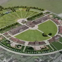2021 - salineroyale.com - Le deuxième demi-cercle de la Saline royale d'Arc-et-Senans devrait être terminé en juin 2022