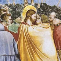 Wikimédia Commons - Le baiser de Juda peint par Giotto, v. 1304 (Padoue)