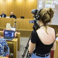 20 juillet 2020 : Conférence explicative donnée par Mgr Pierre d'ORNELLAS, archevêque de Rennes et président du groupe de travail "Bioéthique" de la Conférence des Evêques de France (CEF), à l'occasion de la reprise du débat à l'Assemblée nationale sur le projet de révision des lois bioéthiques. Paris (75), France. © Corinne SIMON/CIRIC